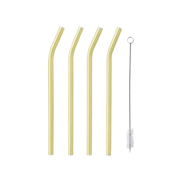 Cocktail sugrör gul 4-pack glas