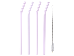 Cocktail sugrör rosa glas 4-pack
