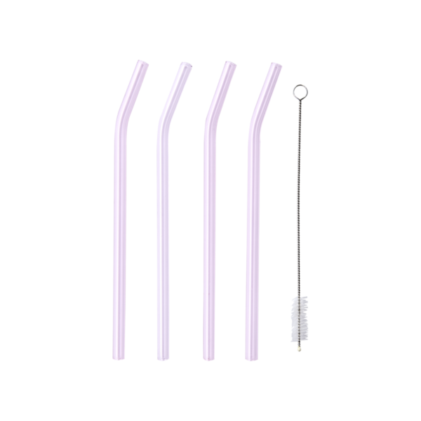 Cocktail sugrör rosa glas 4-pack