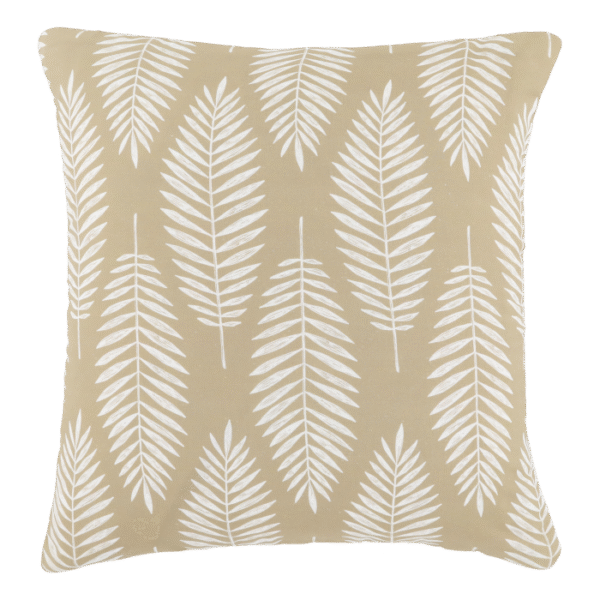 Kuddfodral med tropiskt bladmönster beige och vit