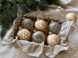 Julgranskulor i 6-pack champagnefärg